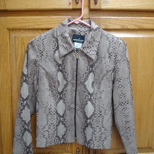 POSITIVE ATTITUDE FAUX SUEDE SNAKESKIN PRINT JKT